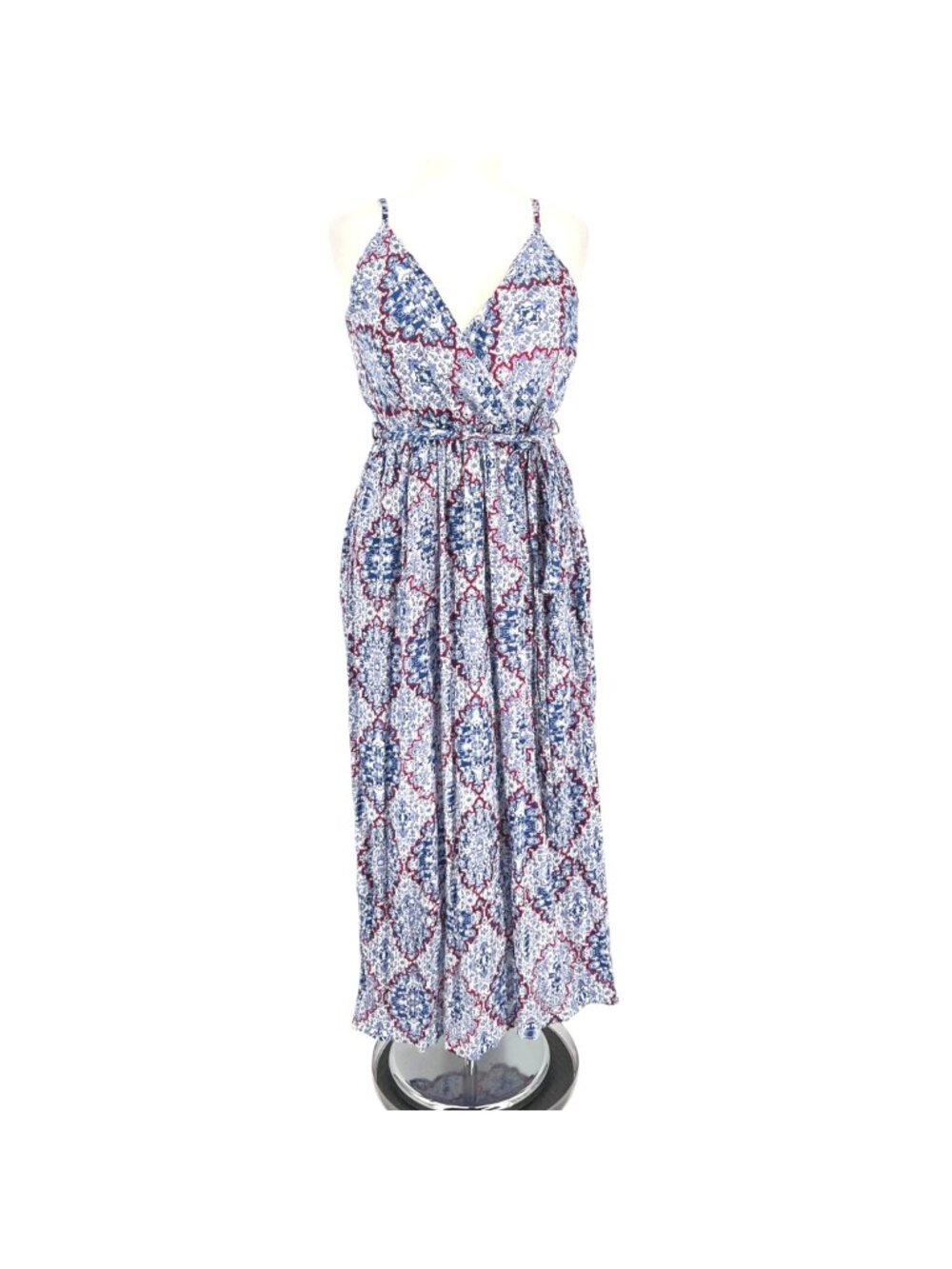 Sim & Sam Printed Summer Maxi Dress Blue Size Small NWT Boho Resortwear
